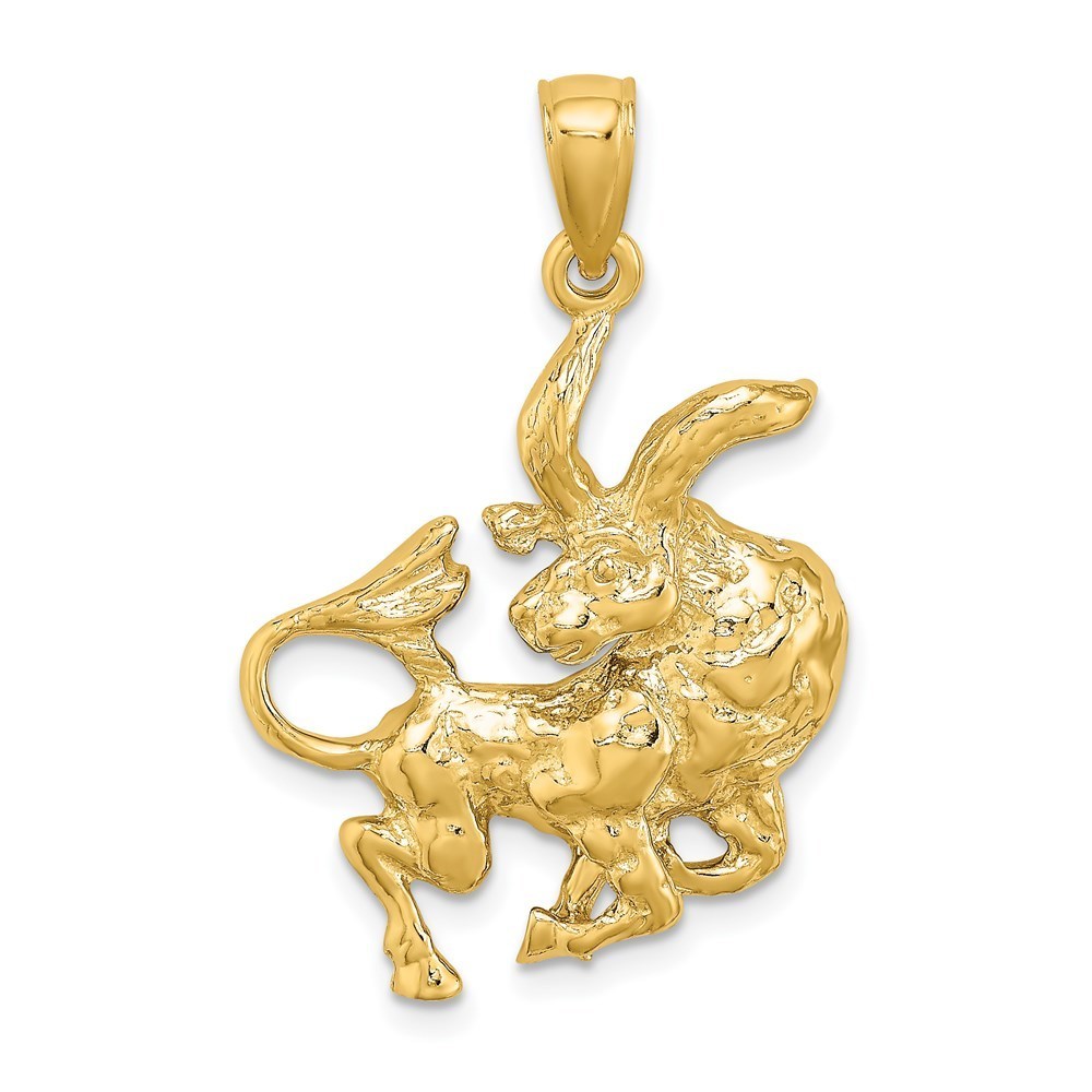 Million Charms 14k Yellow Gold Large Taurus Zodiac Charm Pendant